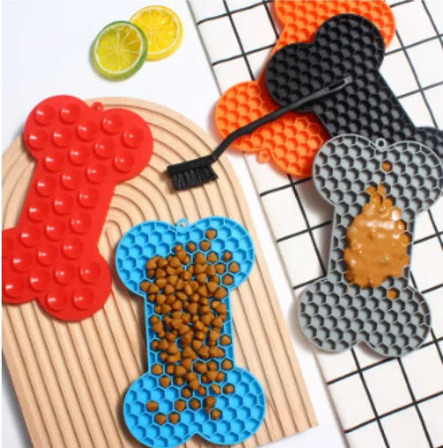 Bone-Shaped Silicone Lick Mat for Dogs