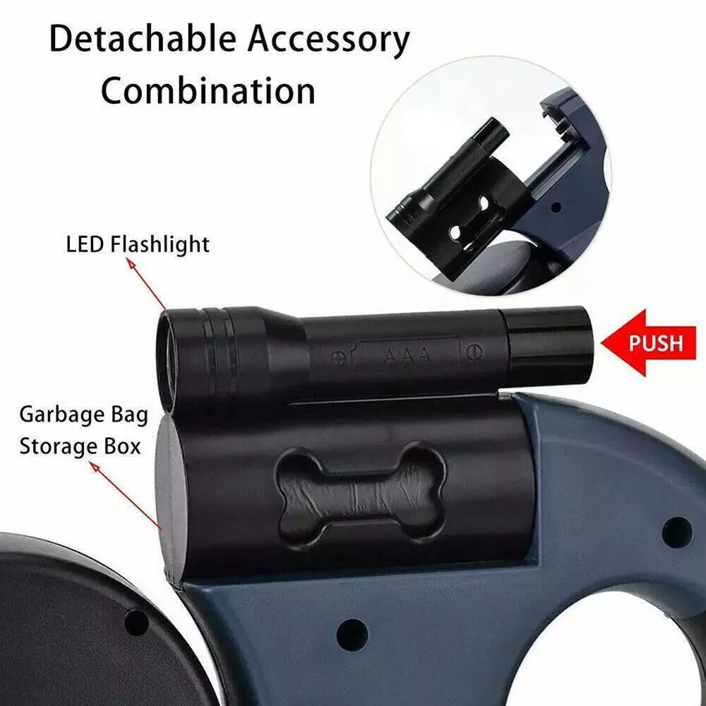 Tangle-Free Dual Retractable Dog Leash with LED Light
