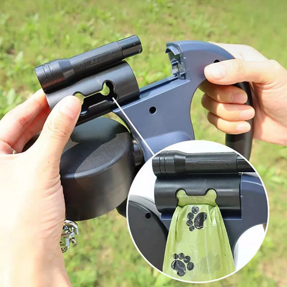 Tangle-Free Dual Retractable Dog Leash with LED Light